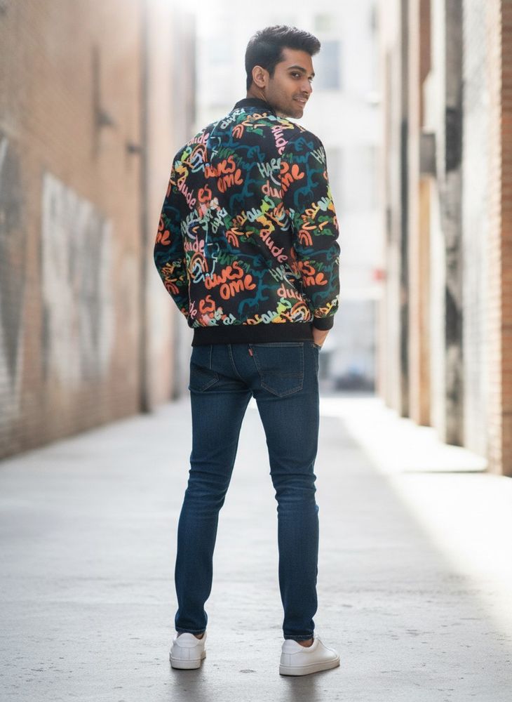 boys Graffiti Print Bomber Jacket