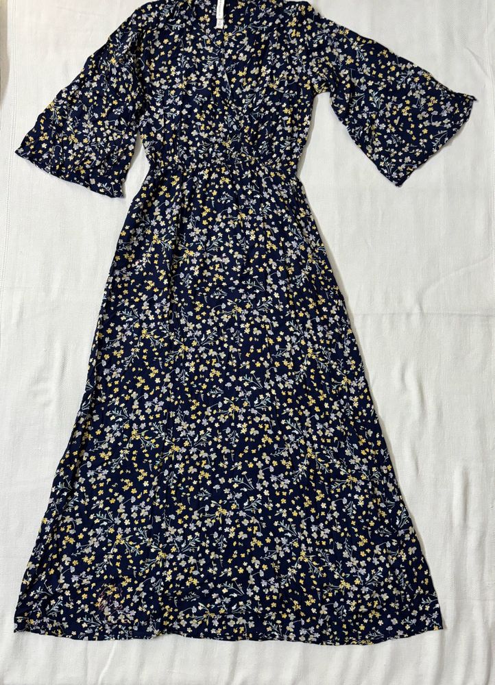 Aeropostale Navy Blue Floral Maxi Dress