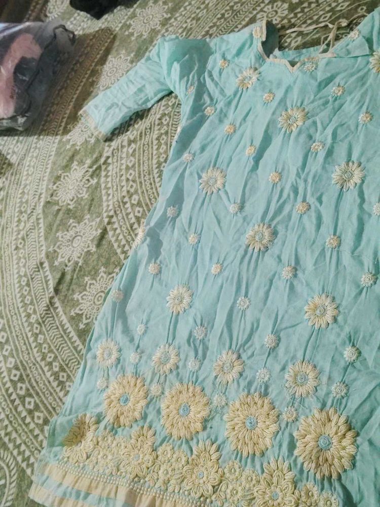 Light Blue Embroidered Kurta