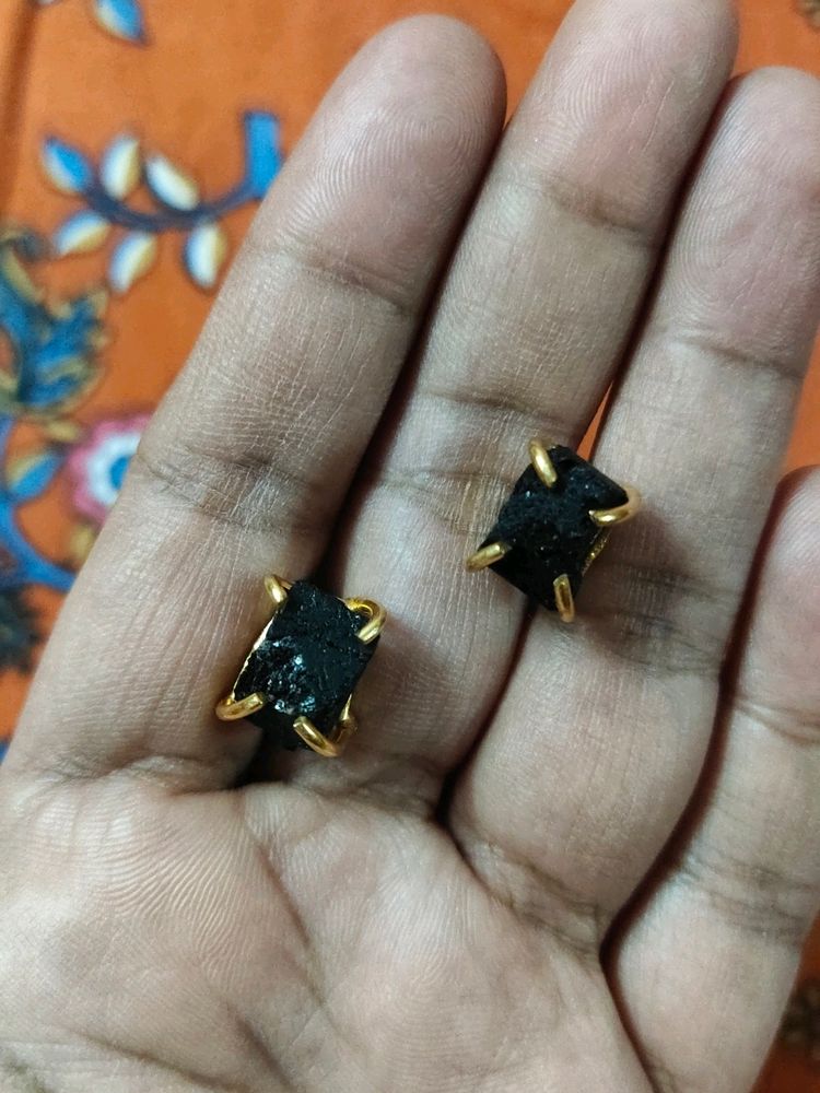 Raw Stone Studs (Black)