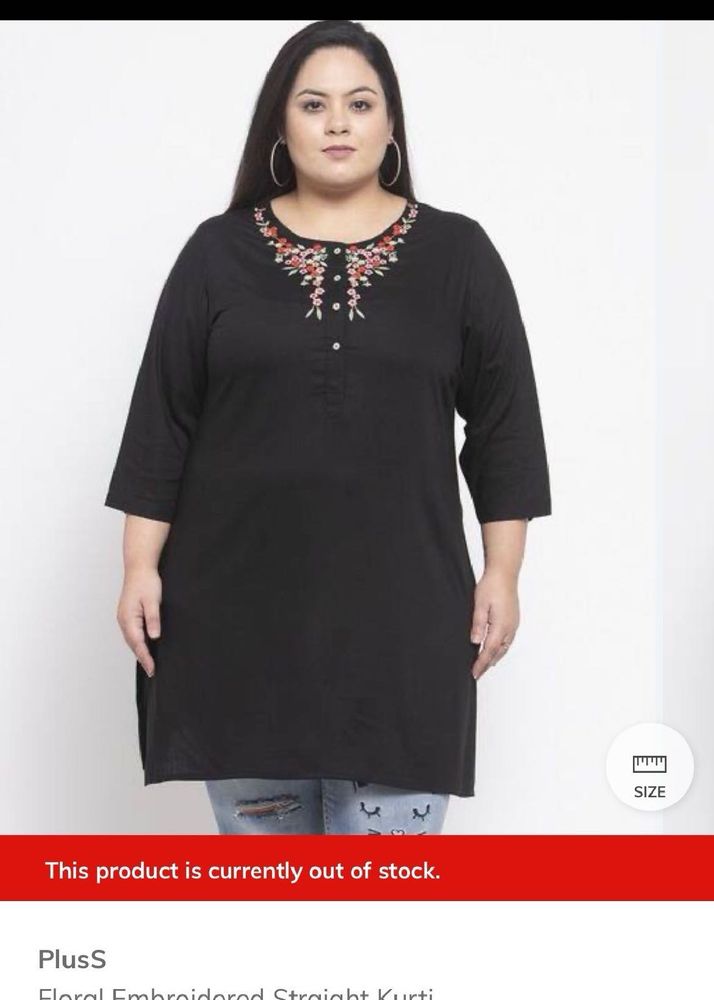 Black Floral Embroidered Kurti