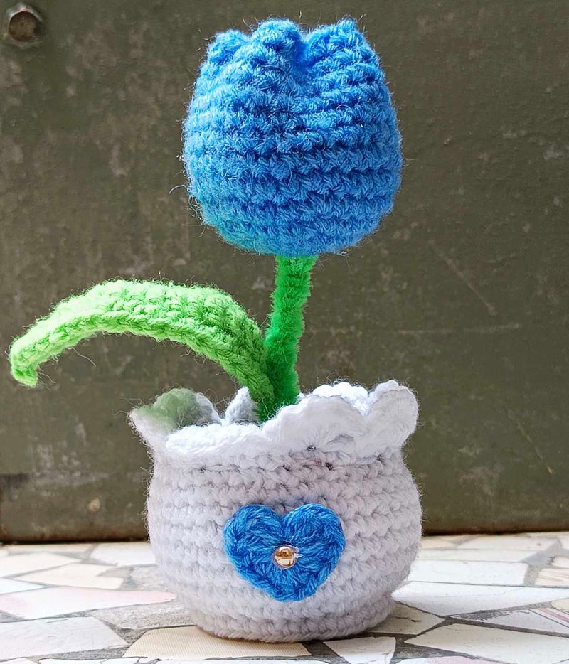 Crochet Handmade Tulip Flower Pot 🌷