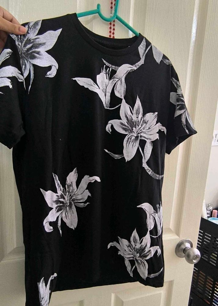 Stylish Black Floral T-Shirt