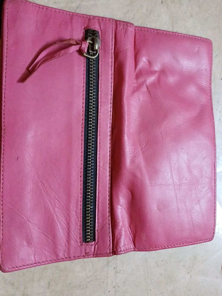 Pink Genuine Leather Wallet