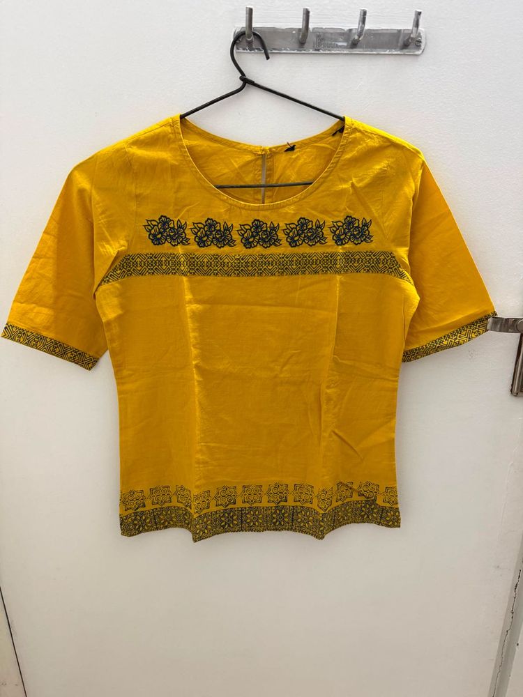 Stylish Yellow Embroidered Blouse