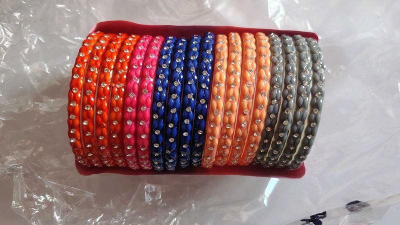 All Colorful Rhinestone Bangles Set