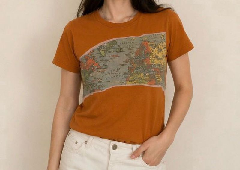 Unique Map Print T-Shirt