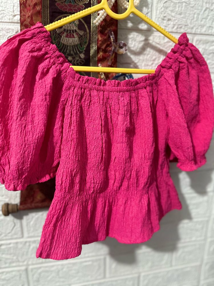Vibrant Pink Crinkled Top