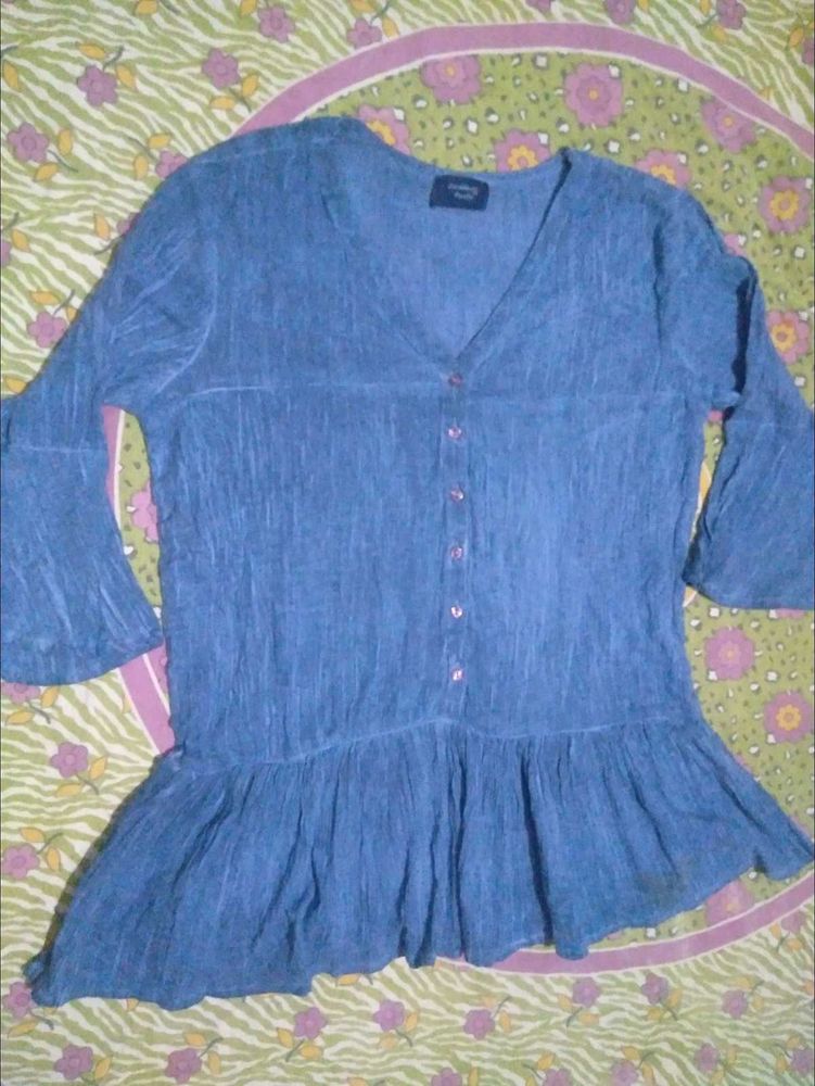 Blue Bell Sleeve Peplum Top