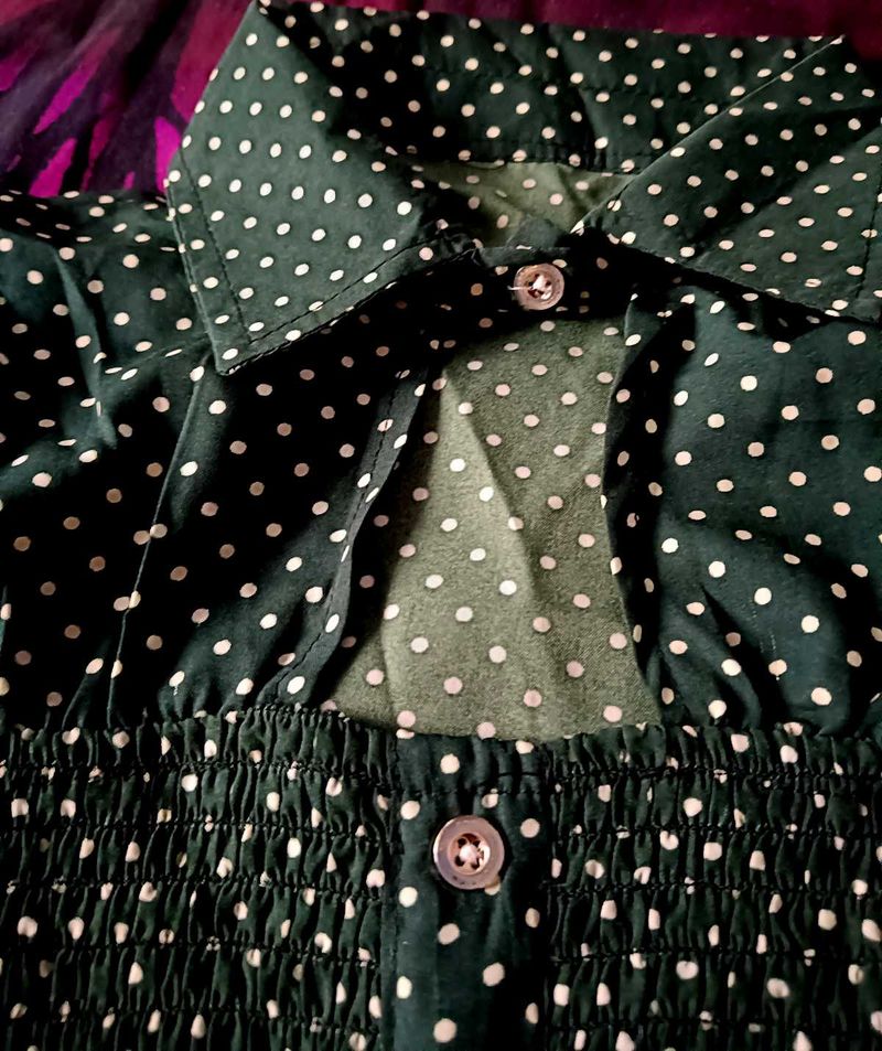 Chic Polka Dot Smocked Top