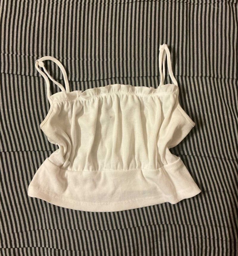 White Sleeveless Crop Top