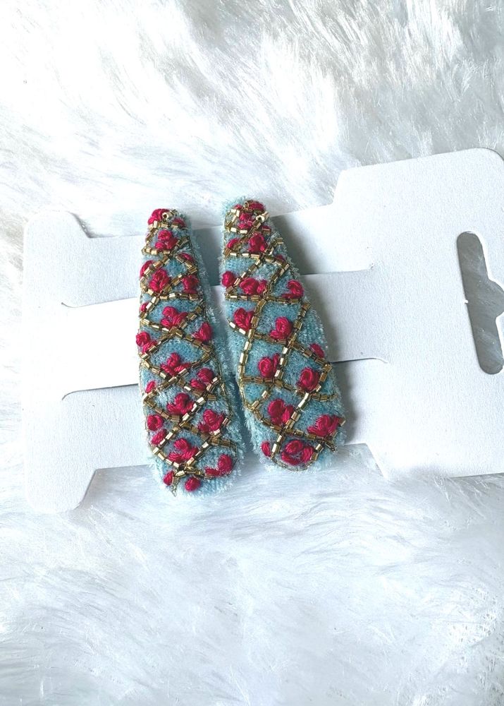 Boho Embroidered Hair Clips