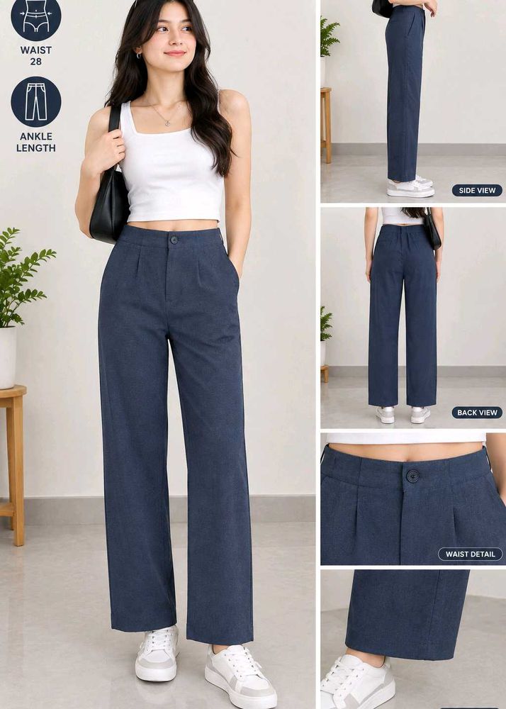 Stylish Blue Ankle Length Wide Leg trousers