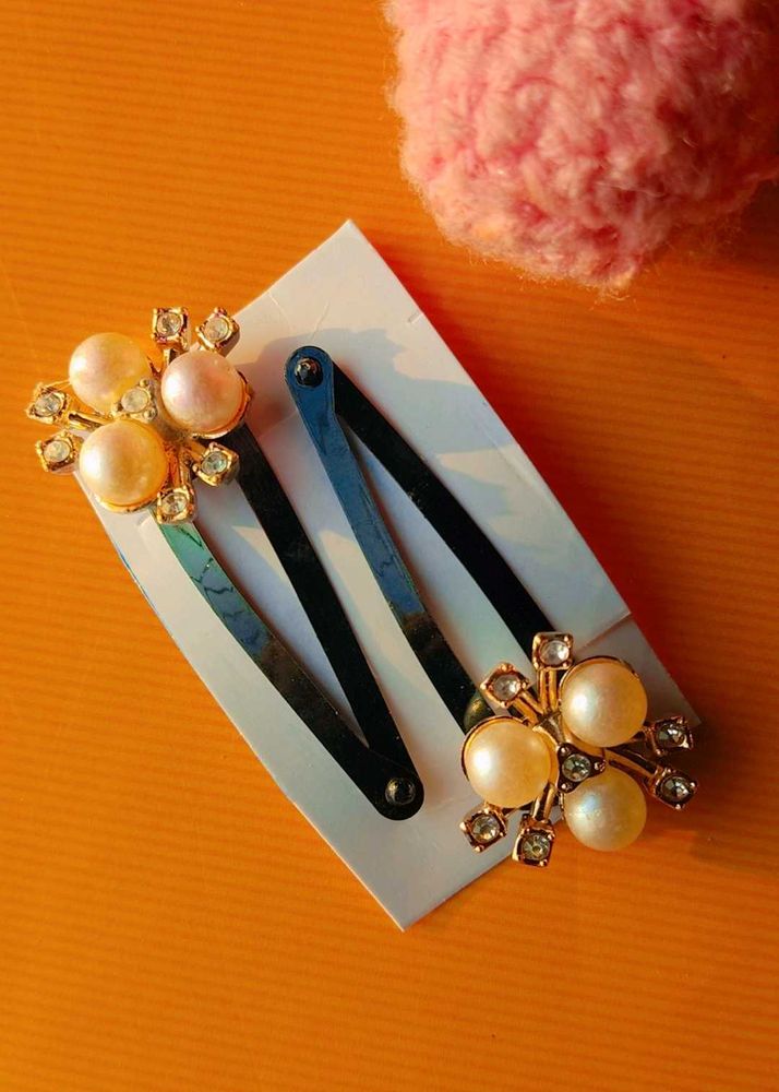 Pearl &amp; Rhinestone Hair Clips