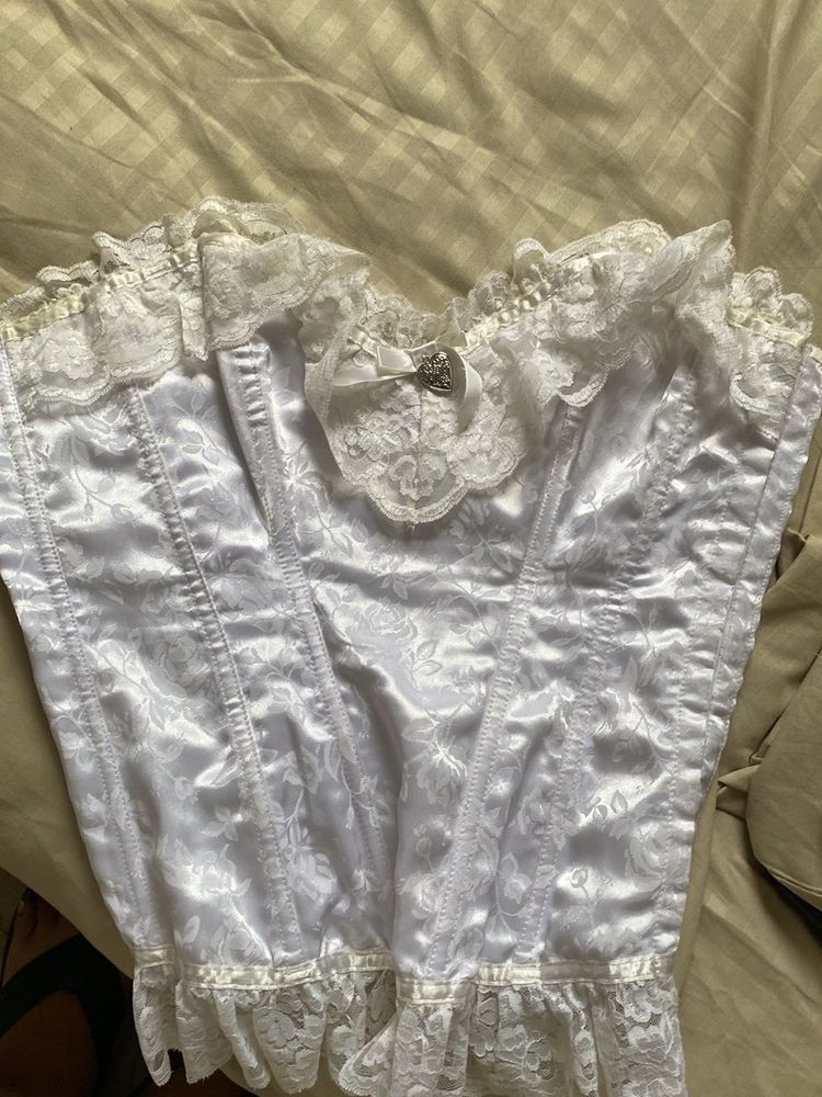 White Lace Trim Corset Top