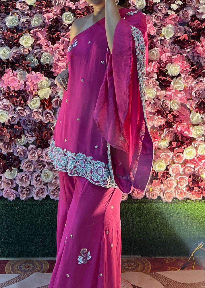 Y2K Beautiful Magenta Kurta Set with Pants