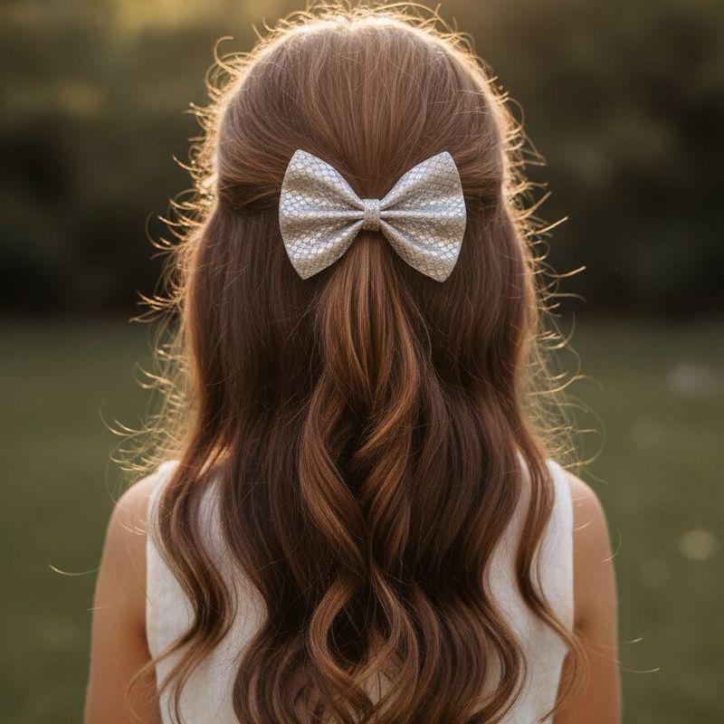 Sparkly Silver Hair Bow