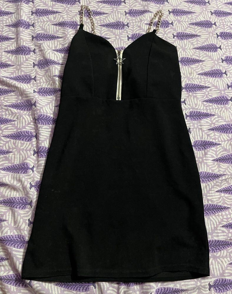 Black Chain Strap Mini Dress