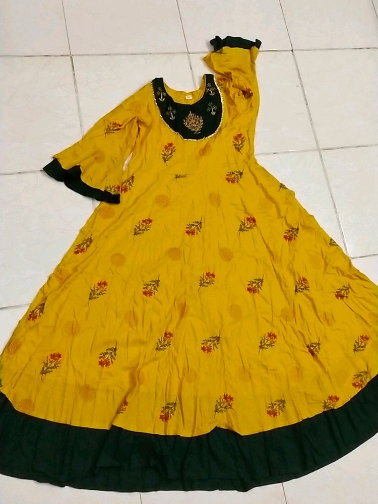 Yellow Long Anarkali Gown