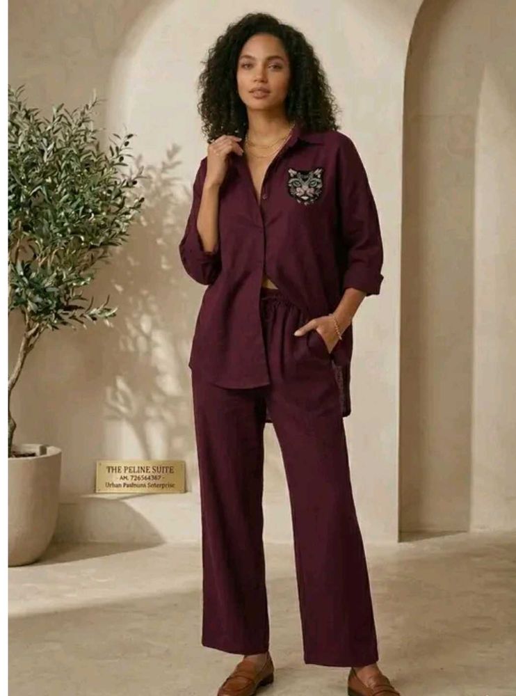 New chic burgendy Cor-ed set