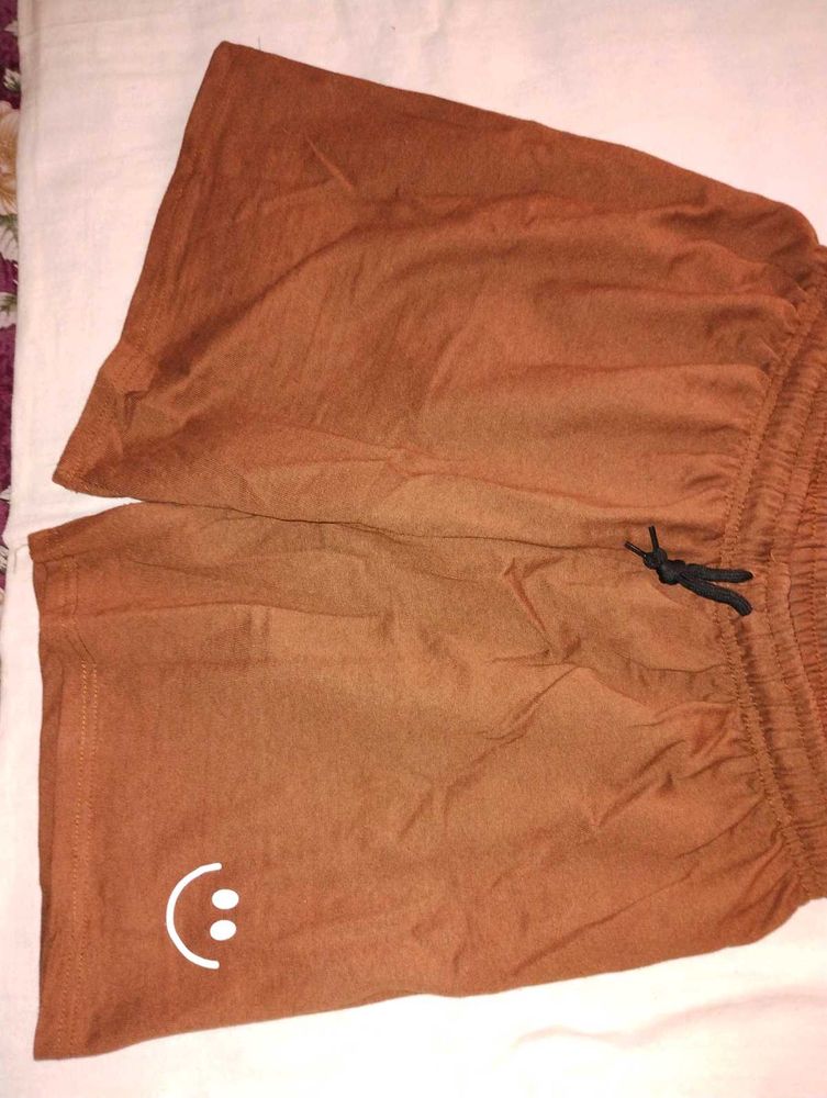 Brown Smiley Face Shorts