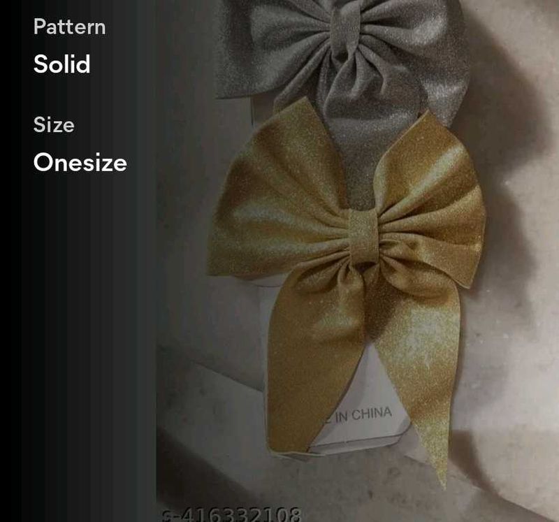 pack of Sparkly Bow Hair Clips silver and golden
