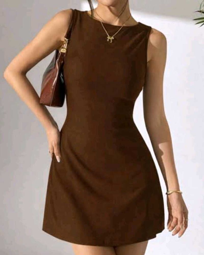 ᝰ.ᐟ Chic Brown Sleeveless Dress