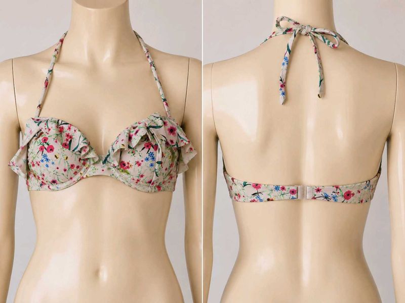 Floral Ruffle Bikini Top