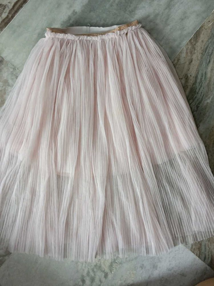 Light Pink Pleated Tulle Skirt