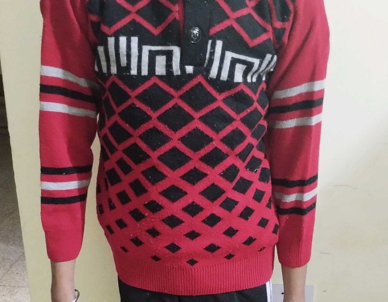Patterned Red Sweater for kids