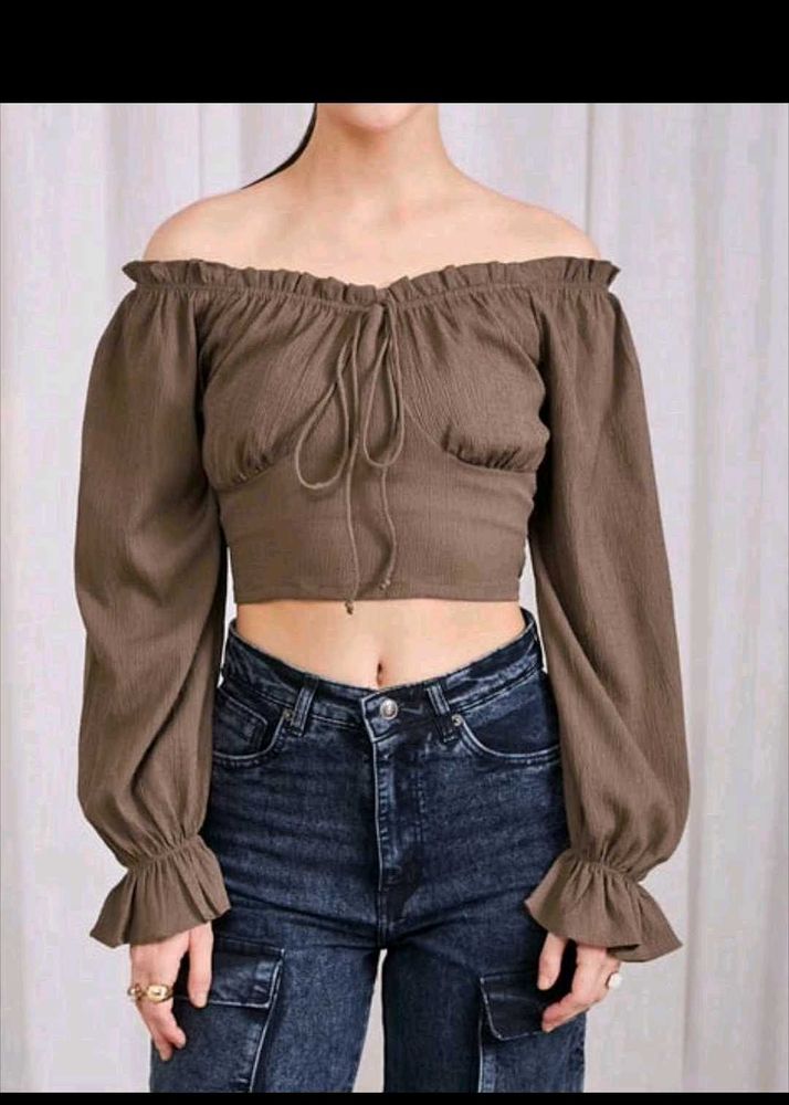 Chic Brown Puff Sleeve Top