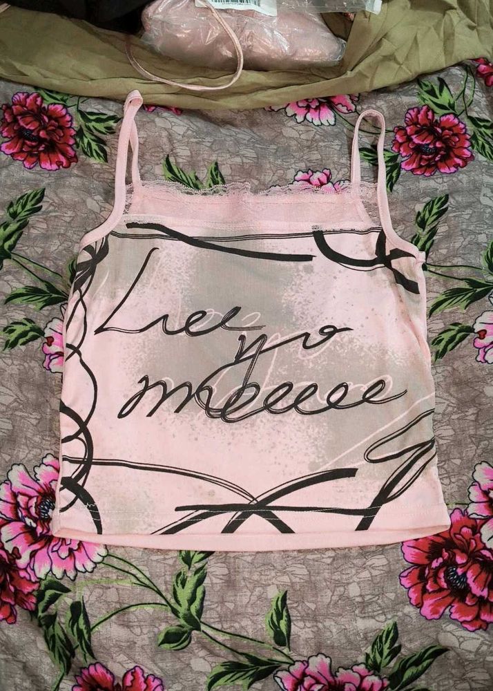 Pink Graphic Print Cami Top