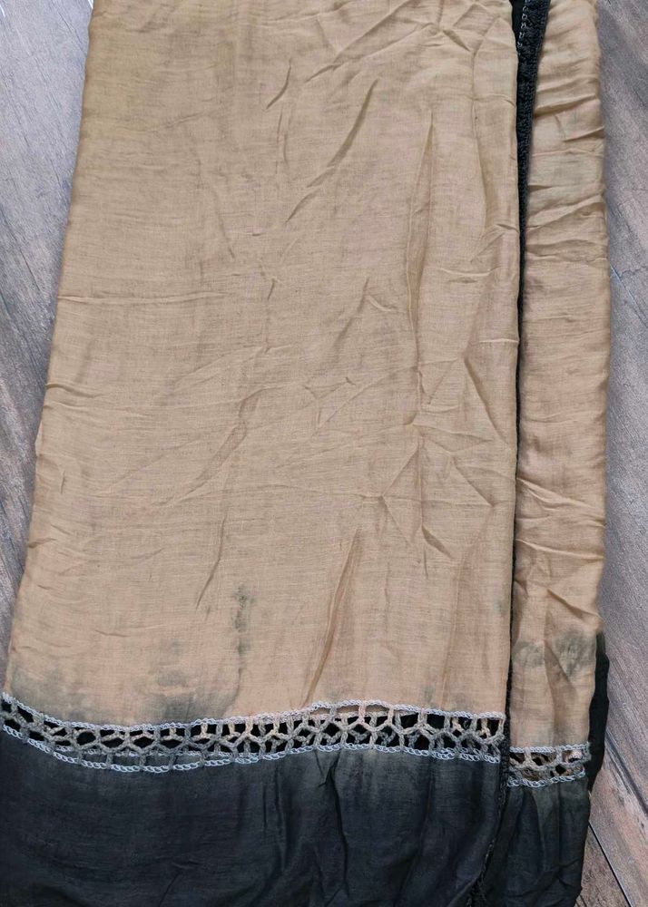 Elegant Beige &amp; Black Ombre Dupatta