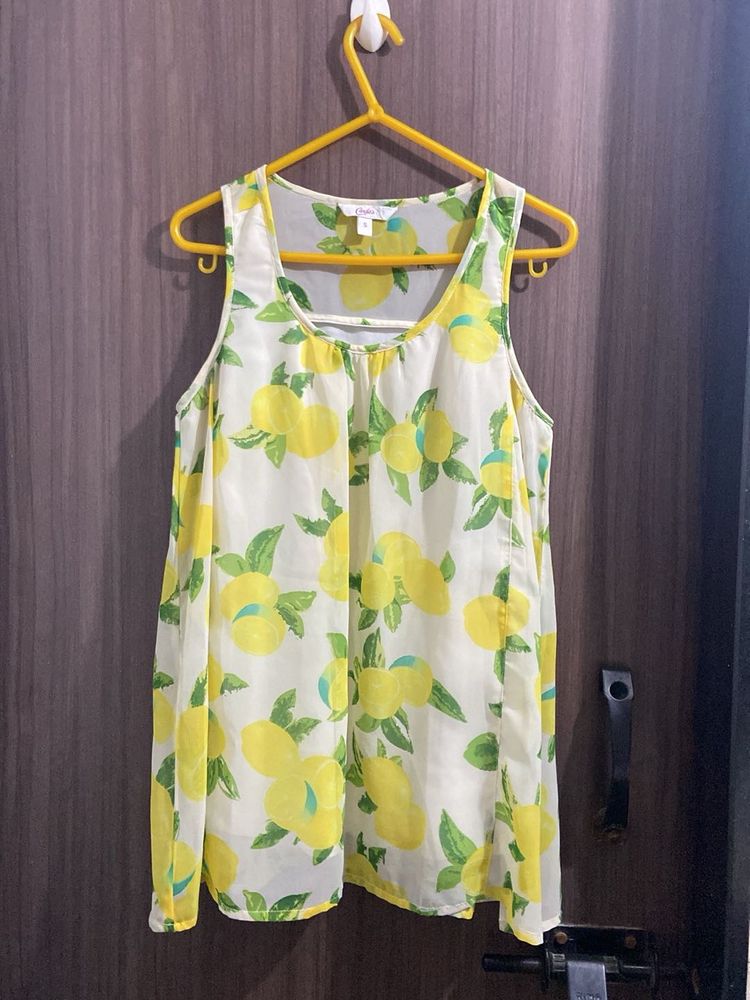 Lemon Print Sleeveless Top