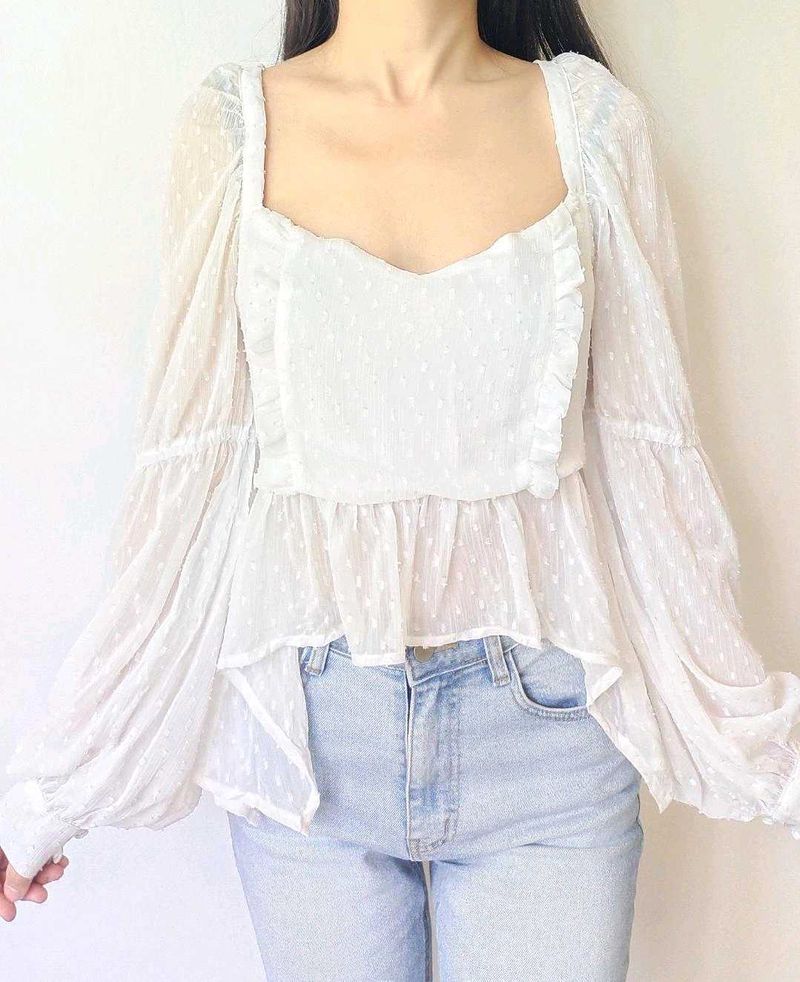 ⛔Sale⛔White Ruffle Top