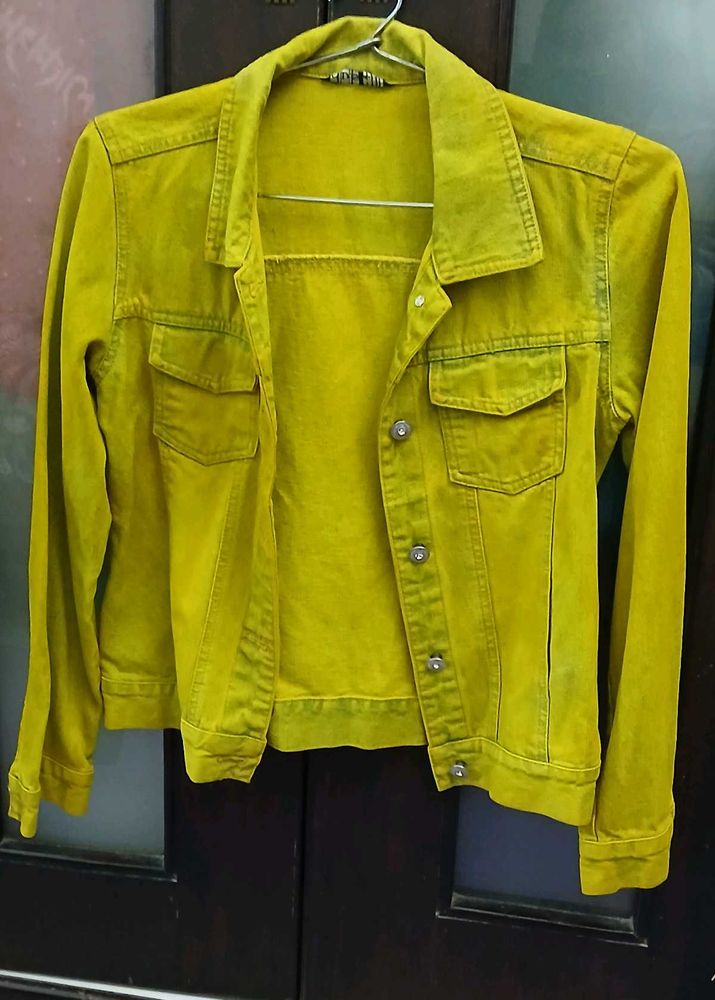 Neon Green Denim Jacket - Medium Size