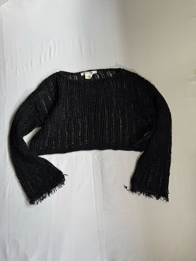 Black Sheer Cropped Sweater