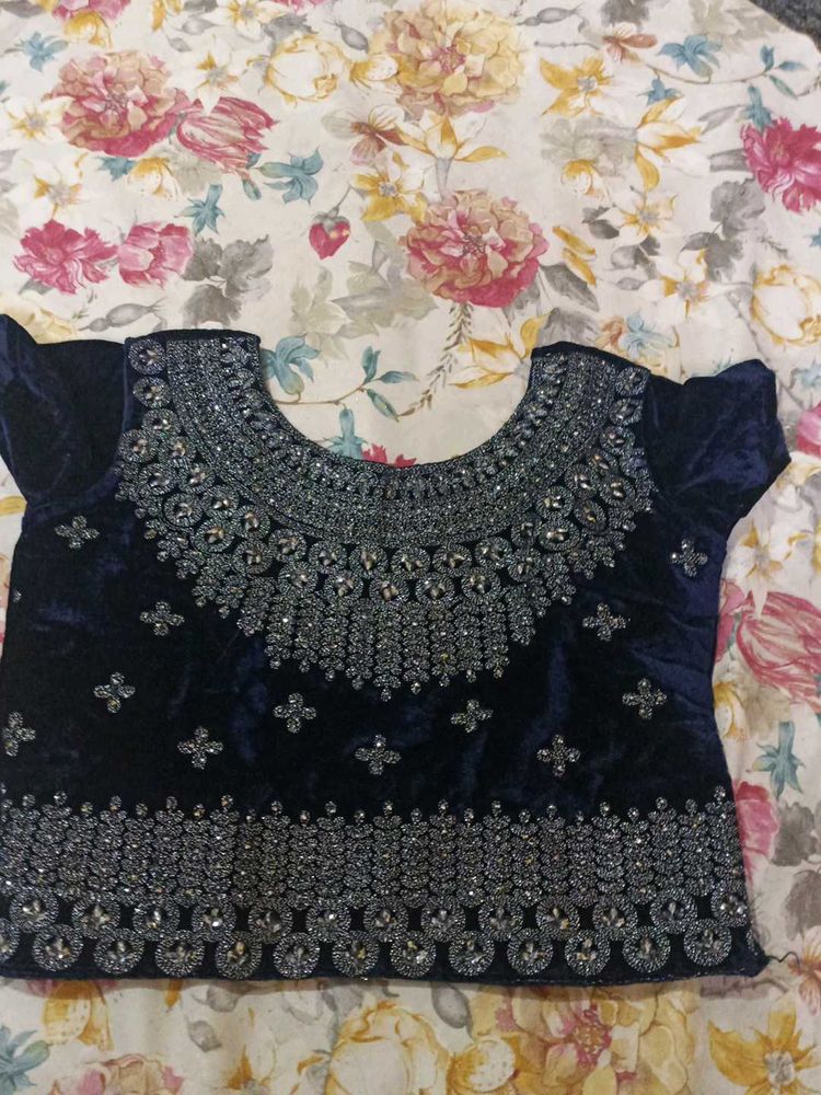 Embroidered Velvet Blouse