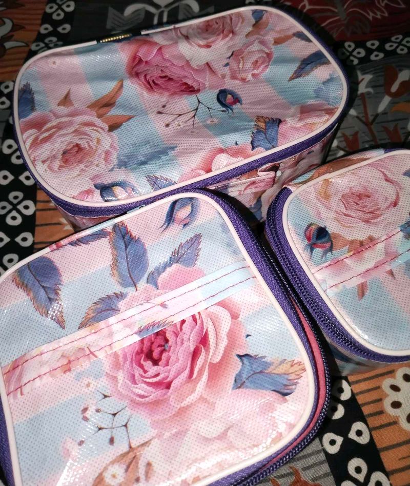 Floral Print Cosmetic Bags Set