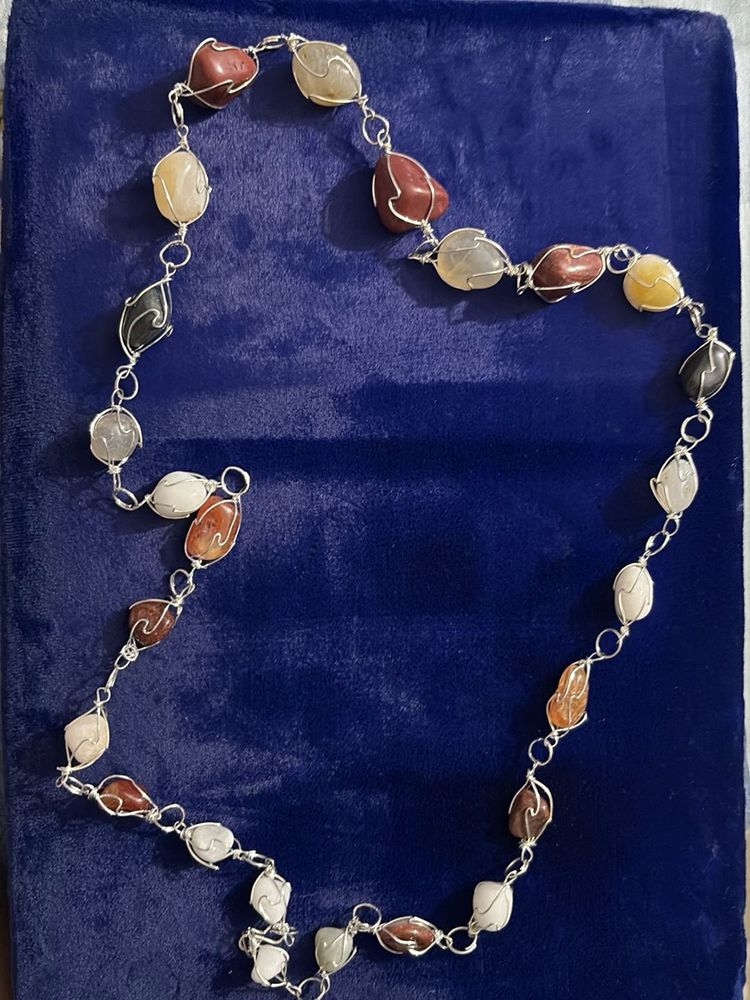 Boho Gemstone Wire-Wrapped Necklace
