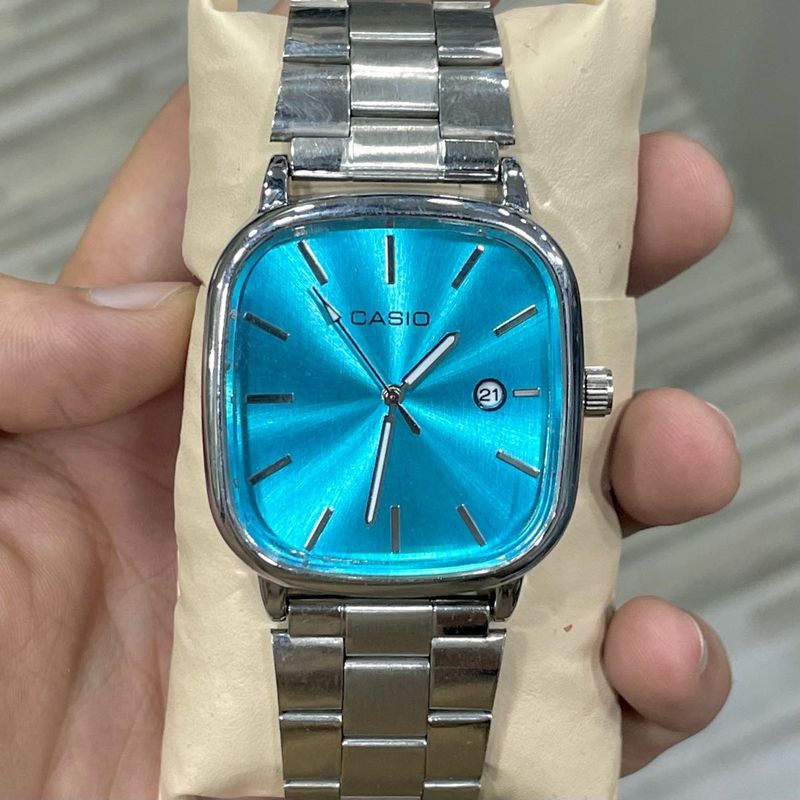 Casio Watch with Blue Sunburst Dial