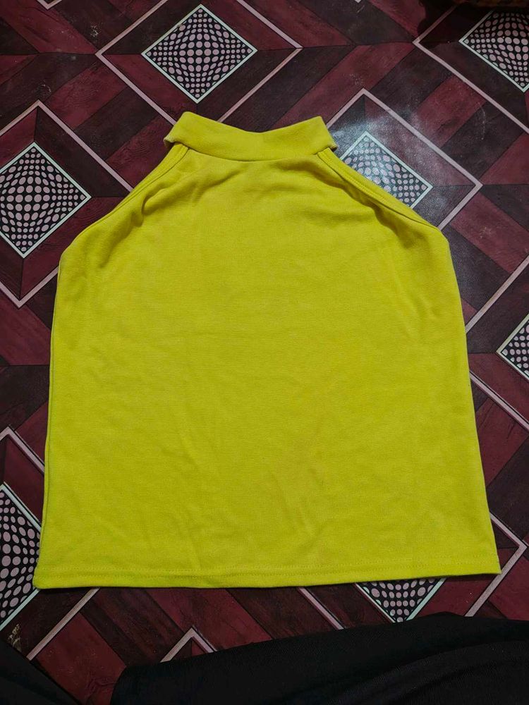 Bright Yellow Halter Neck Top