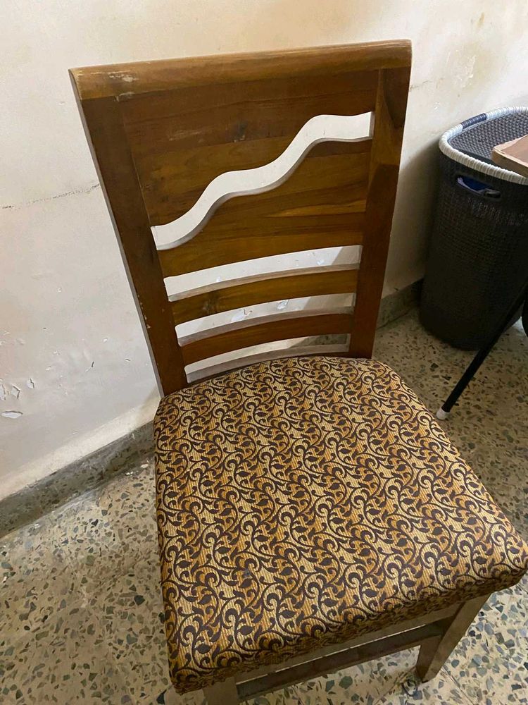 Wooden Dining Chair with Patterned Seat