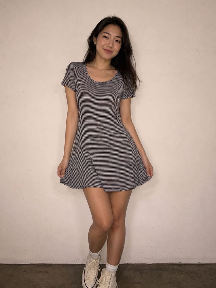 Striped Fit &amp; Flare Mini Dress