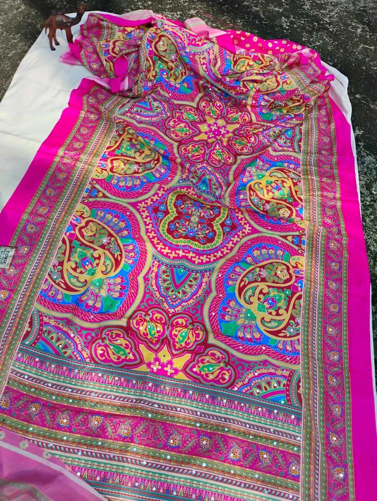 MIRROR MODAL / Vibrant Paisley Print Saree