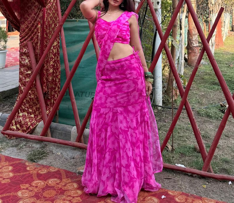 Vibrant Pink Floral Lehenga Choli