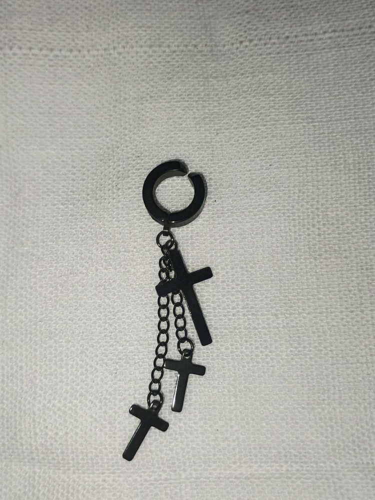 Black Cross Dangle non persing Earring