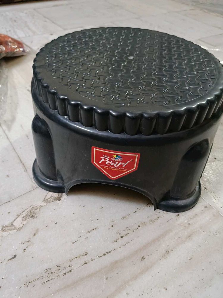 Sturdy Black Plastic Stool