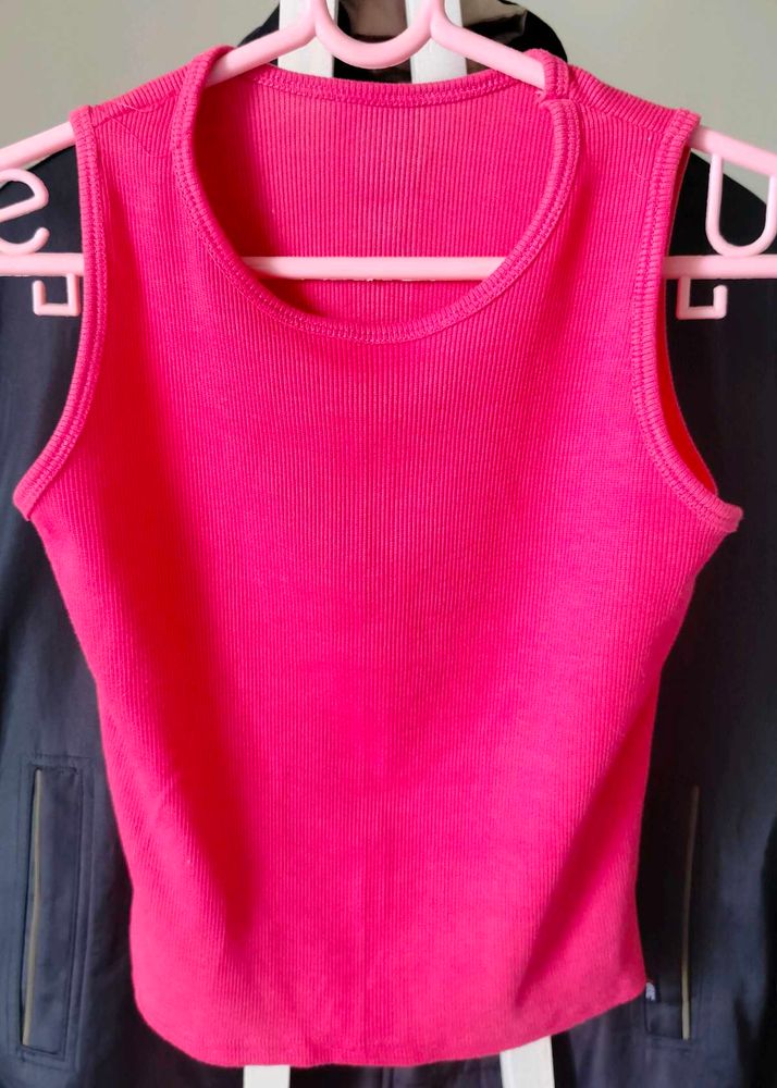 Vibrant Pink Ribbed Tank Top