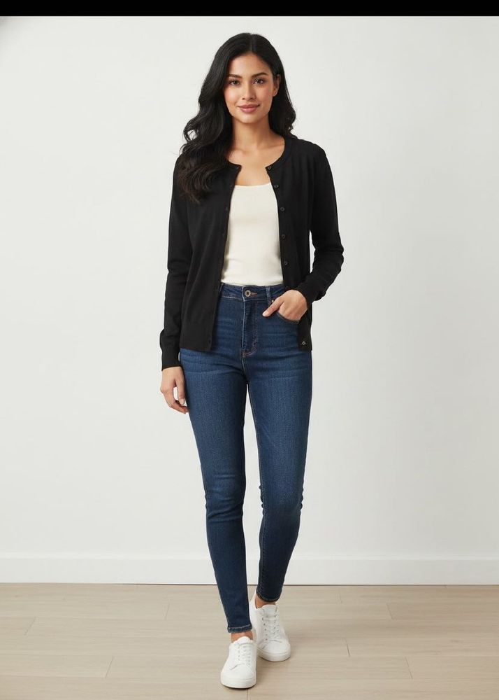 Classic Black Button-Up Cardigan